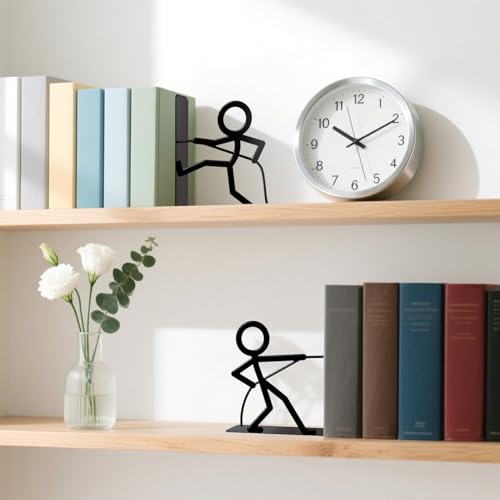 Metal Bookends Tug of War People Bookends Decorative Cute Book Ends for Shelves Bookshelf Home Office Desk Decorative Shelf Stoppers for Books Reading Decor Bookshelf Decor - style: Tug of War Decorative Bookends