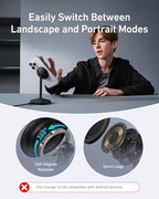 Anker MagGo iPhone 17 MagSafe Charger Compatible Stand, 15W Fast Magnetic Wireless Charging Station, Qi2 Certified 360° Wireless Charger, Magnetic Stand for iPhone 17/16/15/14/13 Series (No Adapter) - color: Black