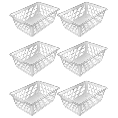 YBM HOME Plastic Perforated Storage Basket Bin Office Drawer, Shelf Desktop Countertop Tray Organizer (6, Clear) - color: Clear, size: 11.5 in. Length x 7.75 Width 4.25 Height