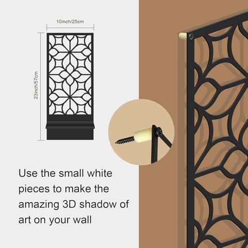 Glamativity Large 2 Pcs Set Black Metal Wall Sconce Candle Holder, 23 x 10'' Minimalist Retro Line Metal Wall Art Décor, 3D Textured Sculptures, Carved Metal Frame Wall Art Hanging for Living Room