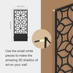 Glamativity Large 2 Pcs Set Black Metal Wall Sconce Candle Holder, 23 x 10'' Minimalist Retro Line Metal Wall Art Décor, 3D Textured Sculptures, Carved Metal Frame Wall Art Hanging for Living Room
