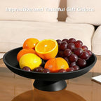 Large Fruit Bowl for Kitchen Counter, Concrete Decorative Bowl for Coffee Table, Modern Key Bowl for Entryway Table (Black)
