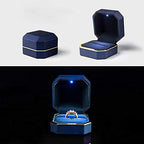 Luxury Ring Box, Square Velvet Wedding Ring Case Jewelry Gift Box with LED Light for Proposal Engagement Wedding, Blue - color: Blue, size: Ring Box