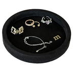 COLLECTIVE HOME - Velvet Jewelry Tray, 6" Monogrammed Jewelry Dish, Smooth Velour Display Dish for Rings, Earrings, Necklaces, Makeup, Personalized Gifts for Women (Black-m) - color: Black-m