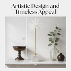 Mystique Large Starburst Statuary – Modern Decorative Object with Marble Base, Metal Stem and Sculptural Flower Top – Contemporary Home Decor Accent for Shelves Tables and Desks, 20", Gold & White - size: 20"