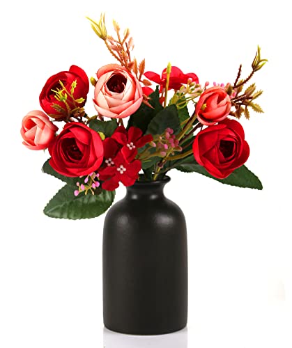 Ceramic Black Small Vase, Dry Flower Vases Minimalism Style for Modern Table Shelf Fit Fireplace Bedroom Kitchen Living Room Home Decor (Black, Small) - color: Black, size: Small