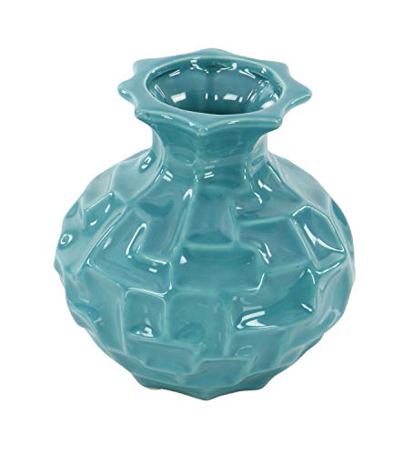 Deco 79 Ceramic Decorative Vase Centerpiece Vases with Varying Patterns, set of 3 Flower Vases for Home Decoration 6" x 6" x 6", Blue