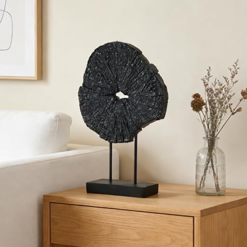 Black Art Modern Abstract Sculpture - Solid Black Art Sculpture for Home Décor Minimalist Decorative Statue for Living Room Office Desk Shelf Handcrafted Art Piece 7.25 * 2.5 * 12 Inch