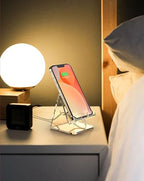 TOPGO Acrylic Cell Phone Stand, Clear Phone Holder for Office Desk, Vanity, Kitchen, Bedside Table, Compatible with iPhone 17/Smartphones/iPad/Switch/Kindle, Office Desk Accessories - color: Clear