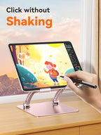 tounee Tablet Holder Stand, Dual Rod Adjustable Aluminum Desktop Stand, Compatible with 4.7-16.9" iPads, Surface Tablets, Portable Monitor, Kindle and More (Rose Gold) - color: Rose Gold