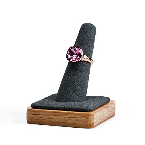 Oirlv Single Finger wooden ring display stand Jewelry Showcase Display Holder (Grey) - color: Grey