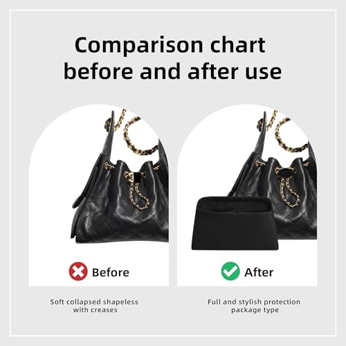 DGAZ Silk Purse Organizer Insert Fits Chanel 25 Handbags，Silky Smooth Bag Organizer，Luxury Handbag & Tote Shaper(Black,Mini) - color: Black, size: Mini