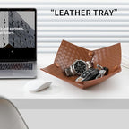 KINIVA PU Leather Jewelry Valet Tray for Men Women,Small Key Bowl for Entryway Table,Portable Travel Catchall Dice Tray (Bowl-Brown-2pcs) - style: Bowl-Brown-2pcs