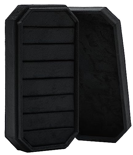 Velvet Ring Organizer Display Tray Jewelry Box Earring Holder Case for Wedding Birthday Christmas Day (Black) - color: Black