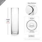 WGVI Quality Thick Weighted Tall Clear Cylinder Glass Vases, 4" W x 14" H, Flower Arrangement Floating Candle Holders Wedding Centerpieces Floral Bouquet Container Home Accent Decor, 1 Piece - size: 4"x14"H