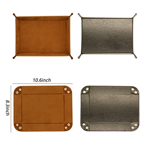 Valet Organizer - Catchall Tray for Jewelry, Wallets, Watches, Keys, Coins, Phones, Glasses - Perfect for Nightstand, Desk, Entryway - color: Brown