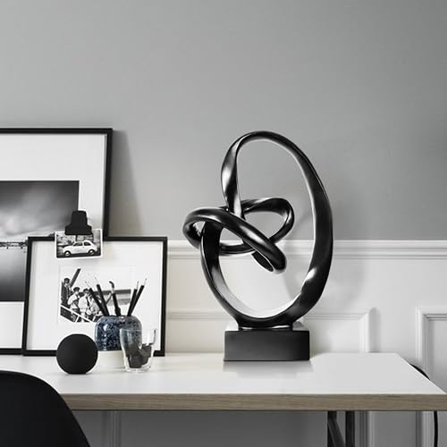 Knot Sculptures, Modern Coffee Table Statues, Abstract Center Piece for Home Office, Dining Living Room Desk Decor, Bookends, 15.5 x 10.5 inch, Black - color: Black