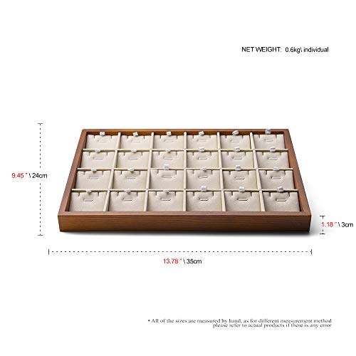Oirlv Wood 24 Grids Jewelry Tray with Removable Inserts Jewelry Pads Necklace/Pendant Display Organizer Tray(Creamy-white) - color: Creamy-white 24 grid necklace/pendant jewelry tray