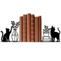 Cat Metal Bookends Cute Cat Book Ends for Shelves Bookshelf Home Office Desk Decorative Bookshelf Decor Gift for Cat Lovers and Reading Enthusiasts - style: Cat Decorative Bookends