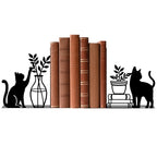 Cat Metal Bookends Cute Cat Book Ends for Shelves Bookshelf Home Office Desk Decorative Bookshelf Decor Gift for Cat Lovers and Reading Enthusiasts - style: Cat Decorative Bookends