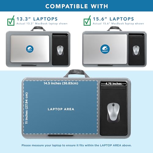 LAPGEAR Home Office Lap Desk with Device Ledge, Mouse Pad, and Phone Holder - Silver Carbon - Fits up to 15.6 Inch Laptops - Style No. 91585 - color: Silver Carbon, size: Home Office