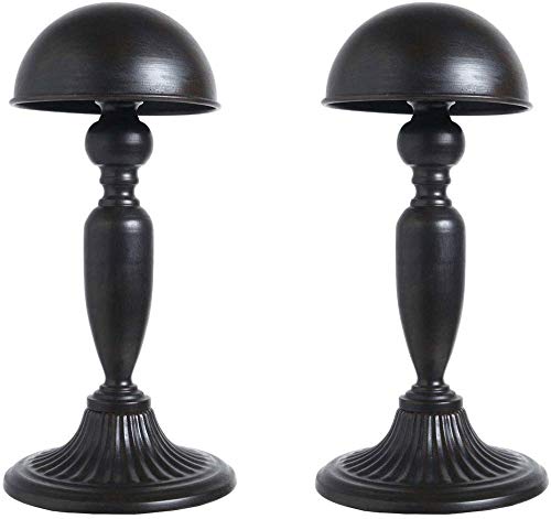 Owlgift Vintage Style Dome Shape Removable Metal Hat Rack, Cap, Wig Storage Holder Display Stand, Black (2pcs) - color: Set 2pcs Black