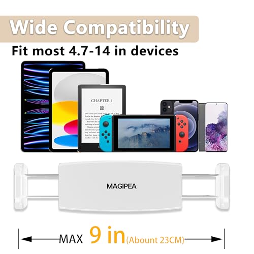 Tablet Stand Holder, Mount Holder Clip with Grip Flexible Long Arm Gooseneck Compatible with ipad iPhone/Nintendo Switch/Samsung Galaxy Tabs/Amazon Kindle Fire HD (New White) - color: White