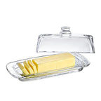 8'' Art Glass Butter Dish with Lid,Classic Covered 2-Piece Butter Container For Countertop,Multi-Purpose Preserving Serving Dessert Tray Bowl,Dishwasher Safe - size: 8 inches