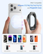 [2025 Upgraded] Mag Safe Phone Ring Holder, SUPERONE Adjustable Magnetic Kickstand & Removable Phone Grip Compatible with Wireless Charging Only for iPhone 17 &16 & 15 & 14 & 13 & 12 Series - Black - color: Black