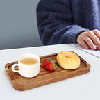 2 Pcs Rectangular Serving Platters for Food Dish Party Wooden Charcuterie Boards 14" x 7" Acacia Wood Trays for Kitchen Counter Decor Rectangle Dessert Plates Cheese Board Snack Appetizer Platter - size: 14" x 7"
