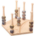 Qunclay Baseball Wooden Ring Holder 10 Inches Multi-Bar Stacked Storage Championship Softball Ring Display Stand Sports Baseball Jewelry Holder Birthday Gifts for Sports Fans Grandpa Dad