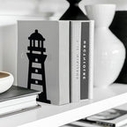 Peacoblue Metal Bookends for Shelves, Modern Decorative Heavy Duty Study Book Support Stoppers for Office, Desk, Shelf, Room 5.3"x4.3"x7.9" Cast Iron Simple Tall Bookends, 1 Pair (Lighthouse) - style: Lighthouse