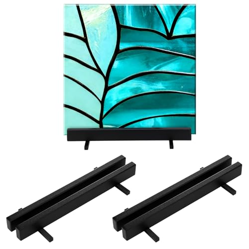 AceOrbit 2 Pcs Display Stand Tile Display Stand for Art Panels Picture Photos Plaques and Warm Glass Art Creations Collectibles Ceramic Tiles Office Trade Show Office, or Gallery(Black,Metal) - color: black