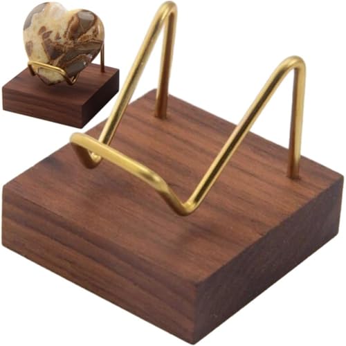 Crystal Display Stand Metal Arms Small Display Stand with Wooden Base Geodes Agate Mineral Easel Holder for Collectibles - color: Style 3