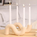 Ceramic Candle Holder Set of 2,Modern Taper Candlestick Holder for Dining Table Living Room Wedding Decor,White Candelabra for 2 Taper Candles