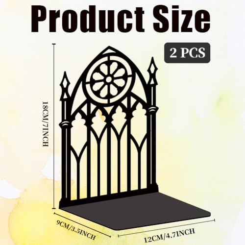Gothic Gate Book Shelf Decorative Bookends for Shelves, Book Ends for Heavy Books, Metal Bookends for Desk Organizer, Office Library Decor Decorative Books for Home Decor - style: Gothic Gate