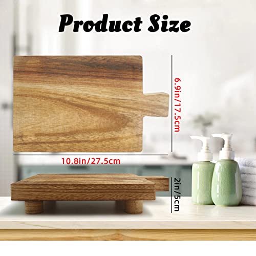 Handmade Wooden Tray,Practical Bathroom and Kitchen Decoration for Soap,Bath Bottles,Candles,Toilet Paper,Plant Holder(10.8 x 6.9 Inch)(Wood Color) - color: Wood, size: 10.8" x 6.9" x 2"