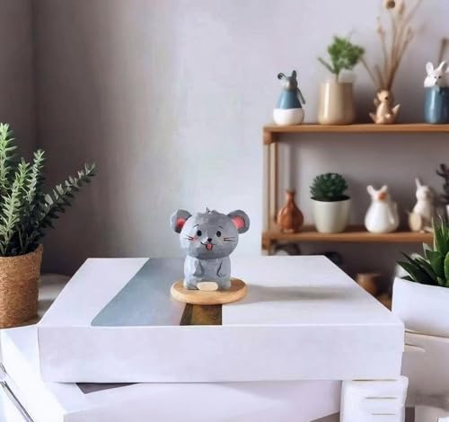 Hand-Carved Wooden Little Mouse Figurine with Base – Cute Mouse Desk & Monitor Top Decor, Wooden Animal Statue Art Collectible, Unique Gift for Animal Lovers - color: Little Mouse