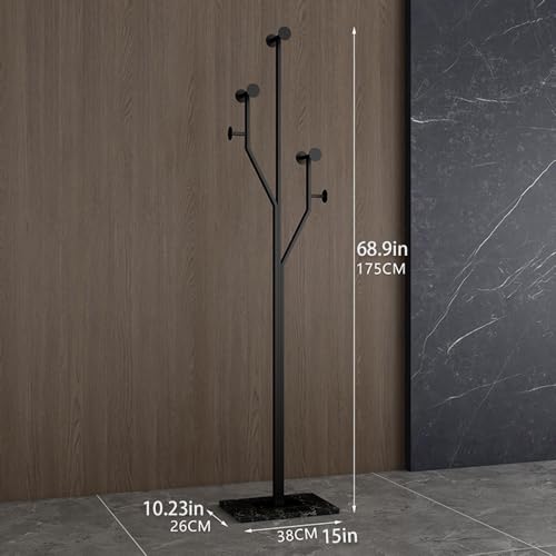 Sturdy Coat rack,Coat tree freestanding heavy duty with Marble Base,Metal standing coat rack for Bedroom,Entrance,Modern clothes hanger stand for Coats,Hats,Bags (black) - style: black-tree hook