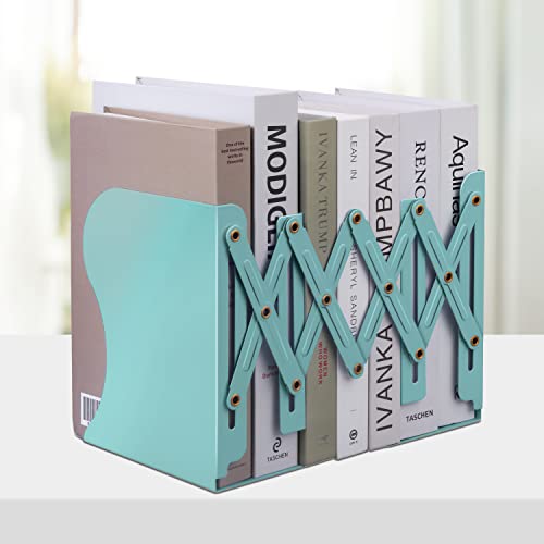 Honagu Adjustable Bookends, Metal Book Ends for Shelves Heavy Book, Desk Magazine File Organizer for Home, Office, Books, Papers, Extends up to 19 inches, Gifts for Students,Teachers (Light Green) - color: Light Green