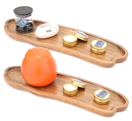 Fermus Wooden Tray 12.7 Inch Long Jewelry Dish Cosmetics Organizer Bathroom Clutter Wood Decorative Serving Platter Small Storage Tray, Cloud Shape