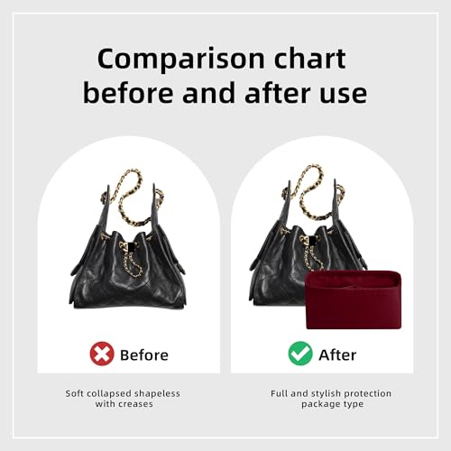 DGAZ Silk Purse Organizer Insert Fits Chanel 25 Handbags，Silky Smooth Bag Organizers，Luxury Handbag & Tote Shaper(Rouge H,Small) - color: Rouge H, size: Small