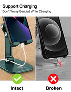OCYCLONE Phone Stand, Adjustable Height and Angle Foldable Cell Phone Stand Holder for Desk, Taller iPhone Stand Compatible with 4.7"-13" Smartphones iPad Tablet, Green - color: Green