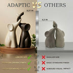 Loving Elephant Couple Figurines – Set of 2 Modern Ceramic Elephant Sculptures in Ivory & Brown, Minimalist Home Decor for Shelves & Tables, 8.27” Tall