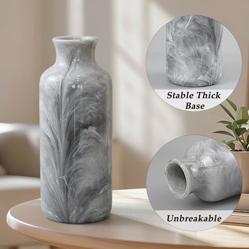 YMXYJM Resin 3 Piece Vase Set, Farmhouse Decor, Home Decorative Vase, Vases for Your Kitchen, Bedroom, Office, Living Room, Bathroom, & Shelf Centerpiece Table Decorations, Grey - color: Gray