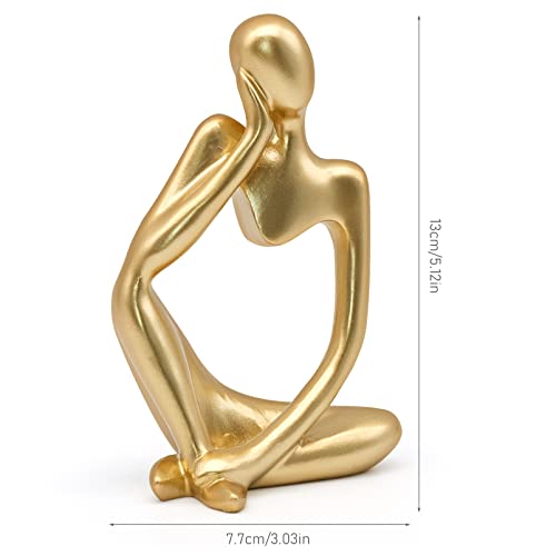Gold Thinker Statue Decor, Modern Abstract Art Sculpture, Thinker Figurines Collectible Accents Decoration for Shelf Bookshelf Office Desktop Decor