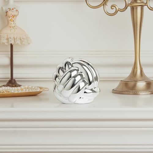 Small Silver Knot Decor, Chain Link Decor, Coffee Table Decor, Book Shelf Decor, Entry Table Decor, Aesthetic Minimalist Decorative Objects for Modern Home Living Room, Desk Decor for Office (Silver) - color: Silver