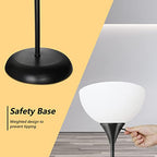 RISLG Standing Lamp, Led Floor Lamps for Living Room, Drop-Resistant White Lampshade, Rotary Switch, Industrial Metal Tall Lamp for Living Room Bedroom Study Office Kid’s Room - color: Black