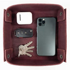 Hide & Drink, Leather Catchall Change Keys Coins Jewels Box Tray Big Storage, Handmade Includes 101 Year Warranty :: Sangria - color: Sangria