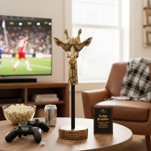 Brother Gifts from Sister Brothers, Positive Birthday Gift for Men Friends, I Love You Giraffe Bookshelf Decoration, Fathers Day Handmade Emotional Home Elegant Tableto Decor for Brother - style: TO MY BROTHER
